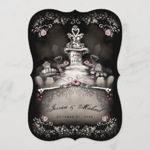 Halloween Cemetery Love Bracket Wedding Invitation