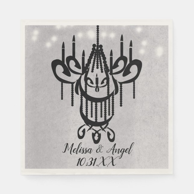 Halloween Chandelier and Lights Greystone Wedding Napkins (Front)