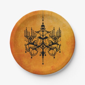 Halloween Chandelier Black And Orange Paper Plates by keyandcompass at Zazzle