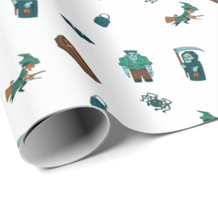 Halloween Character Pattern Gift Wrap 🦇🕸️