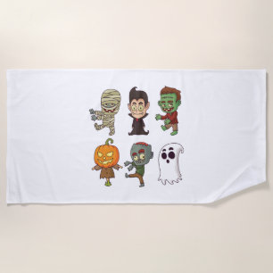 Halloween Characters Beach Towel