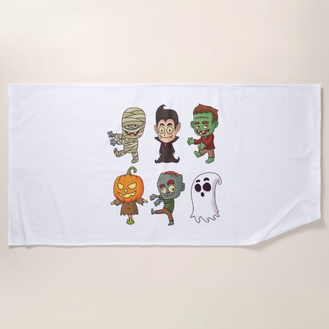 Halloween Characters   Beach Towel (Front)