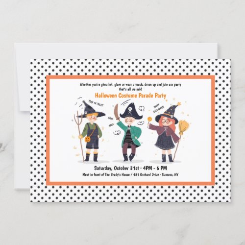 Halloween Characters Costume Party Parade Invitation
