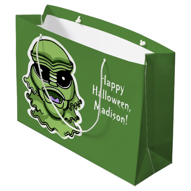 Halloween Characters custom text large gift bag (Back Angled)