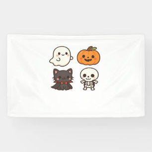 Halloween Characters – Ghost, Pumpkin, Black Cat & Banner