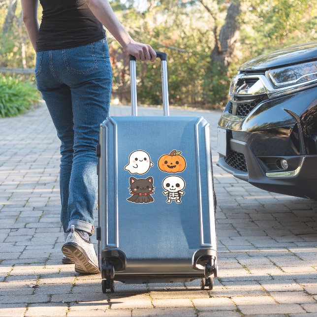 Halloween Characters � Ghost, Pumpkin, Black Cat & Sticker (Suitcase Insitu)