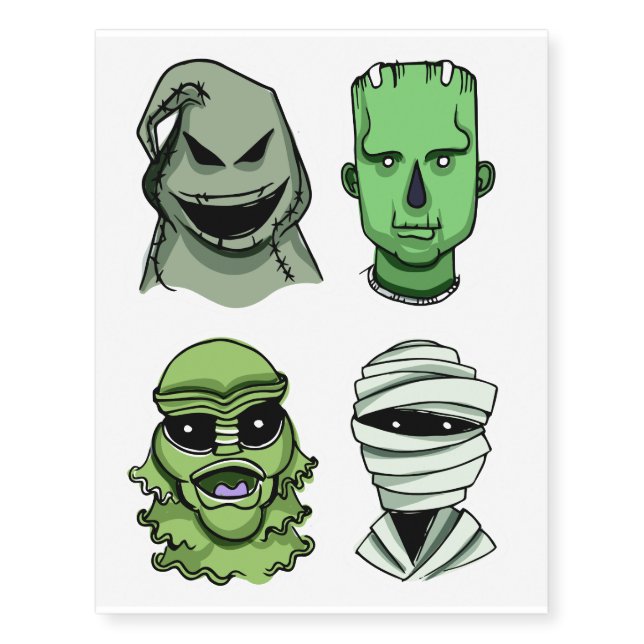Halloween Characters temporary tattoos (Front)