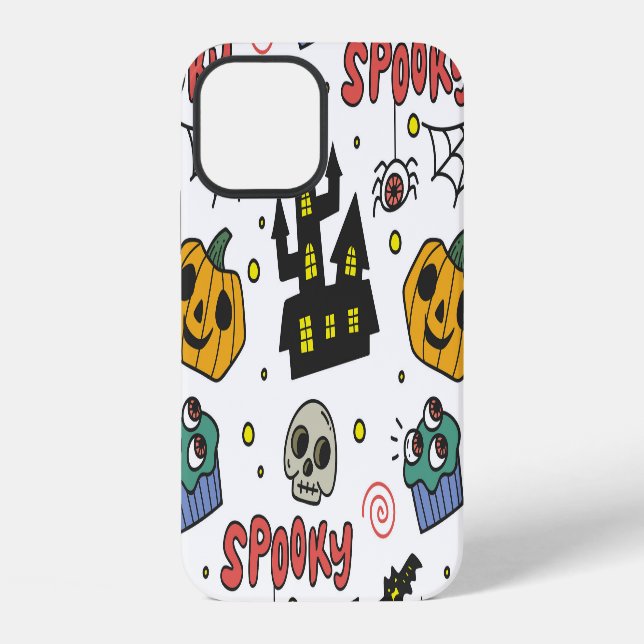 Halloween Characters: Whimsical Seamless Pattern Iphone Case (Back)