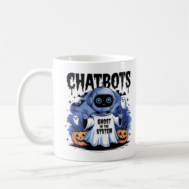 🤖Halloween Chatbot AI Funny Ghost In Machine 👻🎃 Coffee Mug (Left)