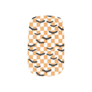 Halloween Checkerboard Spooky bats Modern Teen Minx Nail Art