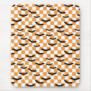 Halloween Checkerboard Spooky bats Modern Teen Mouse Pad