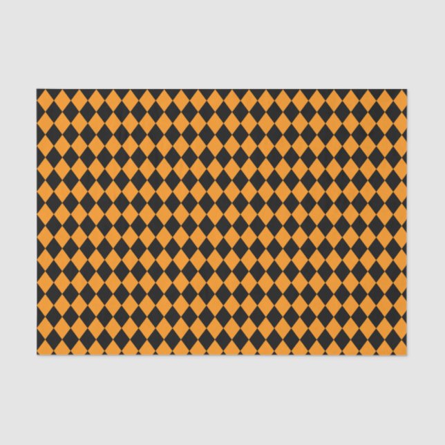 Halloween checkered orange and black pattern tissue paper (Front)