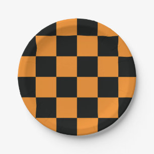 Halloween Checkers Pattern Paper Plates