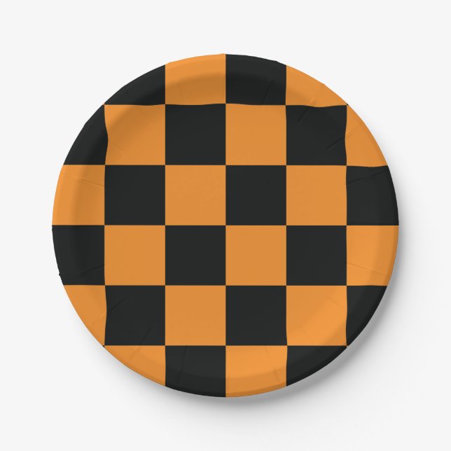 Halloween Checkers Pattern Paper Plates (Front)