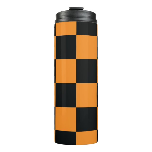 Halloween Checkers Pattern Thermal Tumbler (Front)
