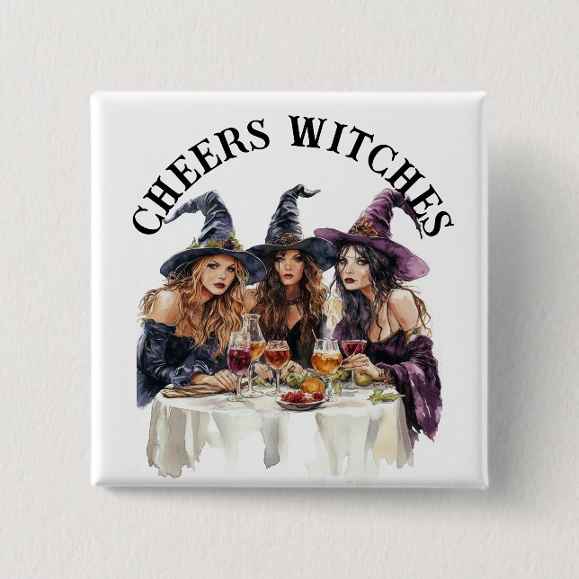 Halloween Cheer Witches Girl's Night Out Button (Front)