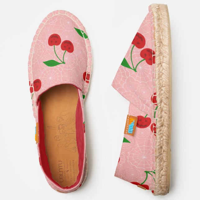 halloween cherry rockabilly pink spiderweb  espadrilles (Side)