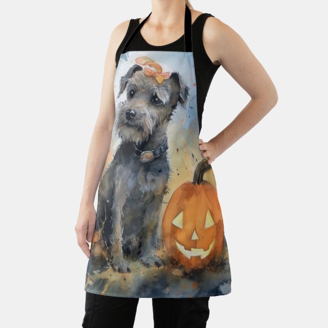 Halloween Chesapeake Bay Terrier With Pumpkins Apron (Insitu)