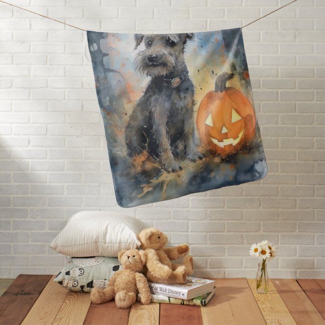 Halloween Chesapeake Bay Terrier With Pumpkins Baby Blanket (In Situ)