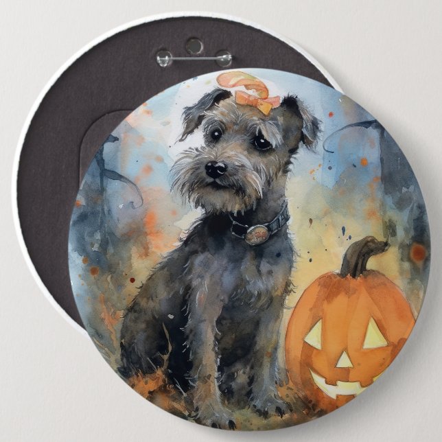 Halloween Chesapeake Bay Terrier With Pumpkins Button (Front & Back)