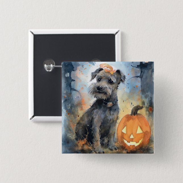 Halloween Chesapeake Bay Terrier With Pumpkins Button (Front & Back)