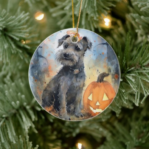 Halloween Chesapeake Bay Terrier With Pumpkins Ceramic Ornament
