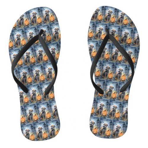 Halloween Chesapeake Bay Terrier With Pumpkins Flip Flops