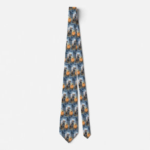 Halloween Chesapeake Bay Terrier With Pumpkins Neck Tie