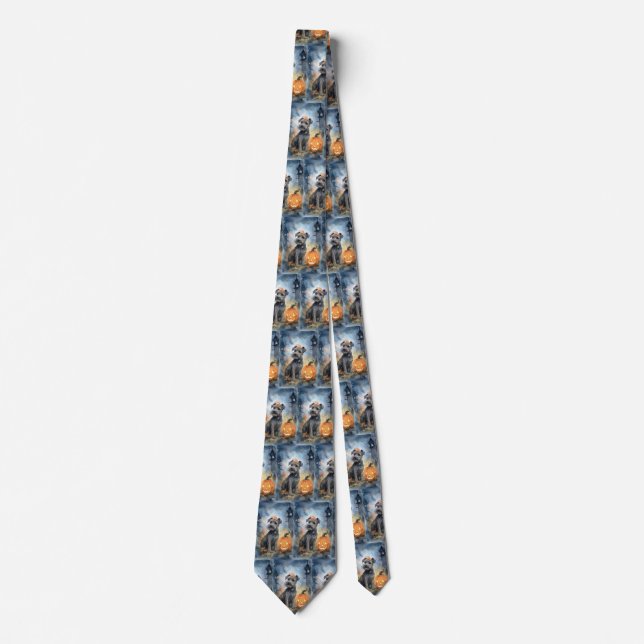 Halloween Chesapeake Bay Terrier With Pumpkins Neck Tie (Front)
