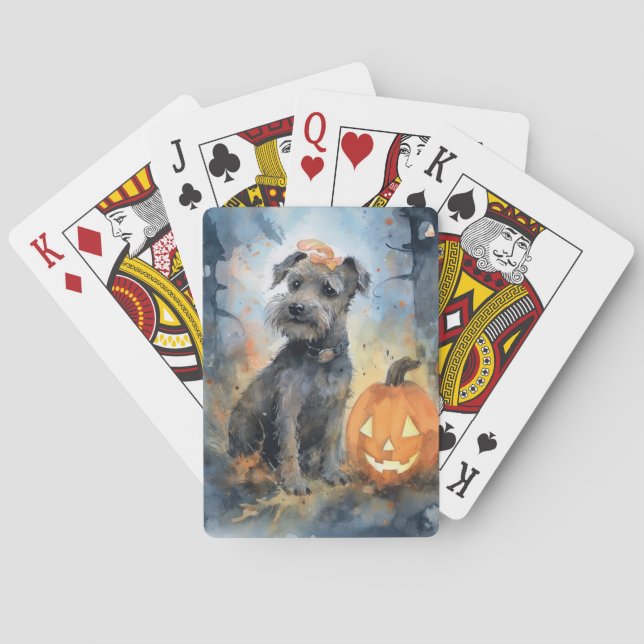 Halloween Chesapeake Bay Terrier With Pumpkins Poker Cards (Back)