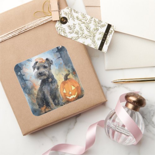 Halloween Chesapeake Bay Terrier With Pumpkins Square Sticker