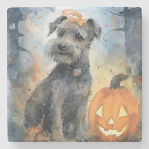 Halloween Chesapeake Bay Terrier With Pumpkins Stone Coaster