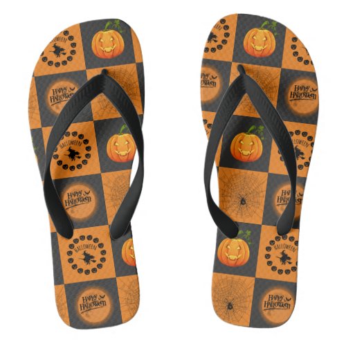 Halloween Chessboard Flip Flops