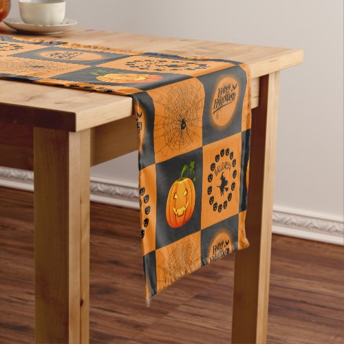 Halloween Chessboard Short Table Runner