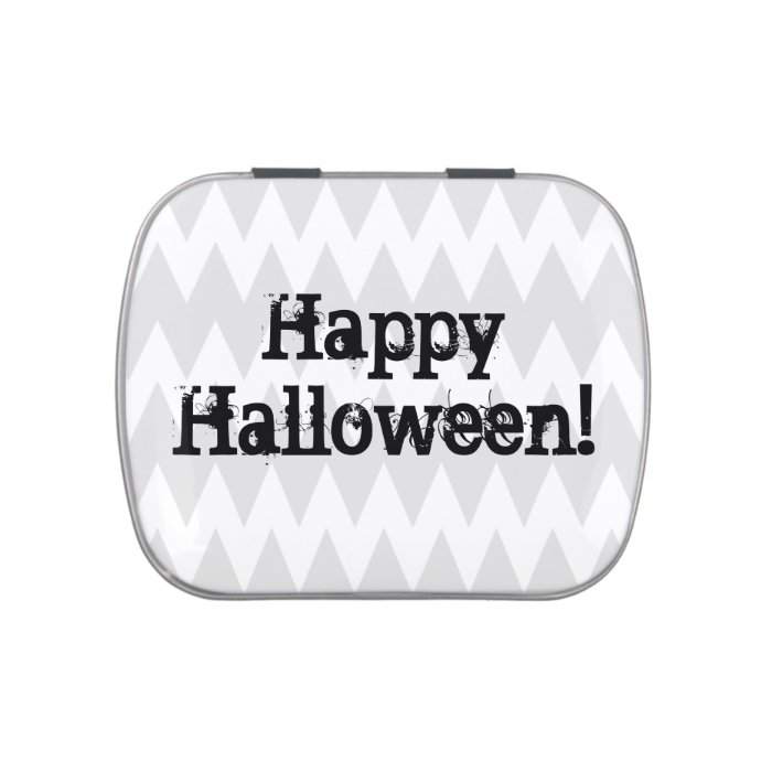 Halloween Chevron Design Gray, Black and White Jelly Belly Tin