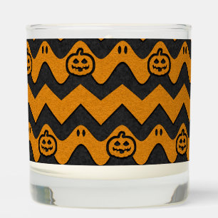 Halloween Chevron Pattern with Ghosts and Pumpkins Scented Candle