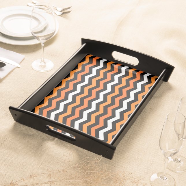 Halloween Chevron Stripe Serving Tray (Front)