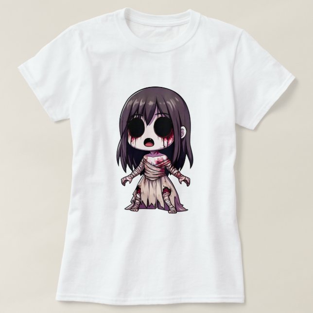 Halloween Chibi In Scary Halloween Costume Design T-Shirt (Design Front)
