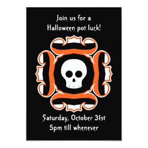 Halloween chic skull party card