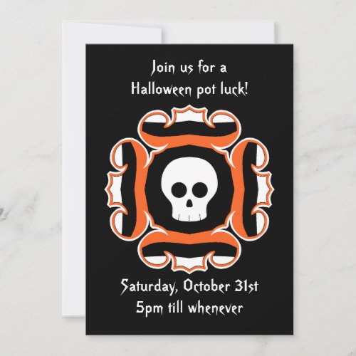 Halloween chic skull party invitation