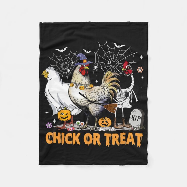 Halloween Chicken Pumpkin Chick Or Treat Spooky Se Fleece Blanket (Front)