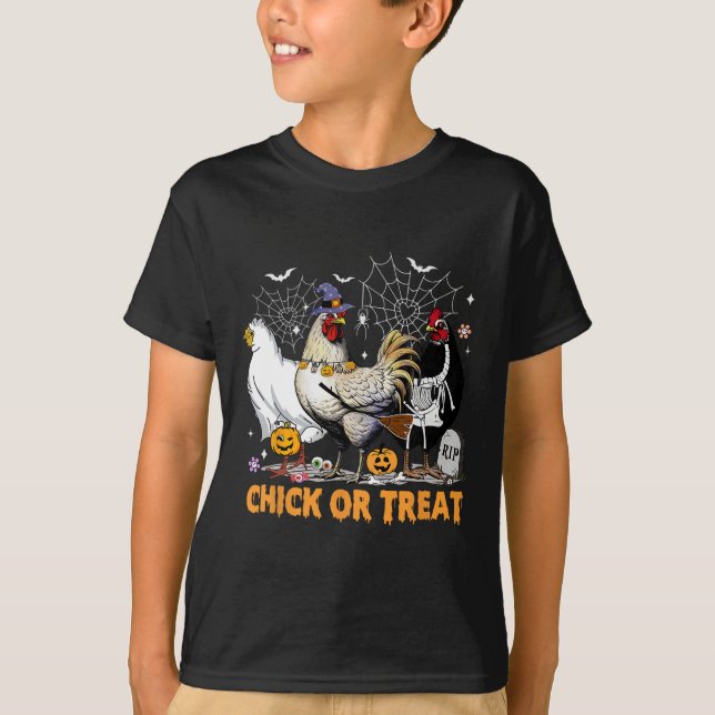 Halloween Chicken Pumpkin Chick Or Treat Spooky Se T-Shirt (Front)