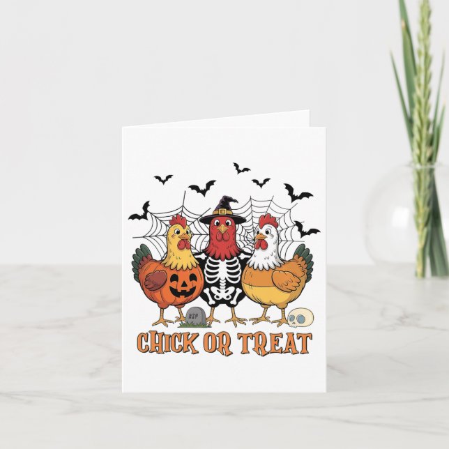 Halloween Chicken Skeleton Chick Or Treat Spooky S Card (Front)