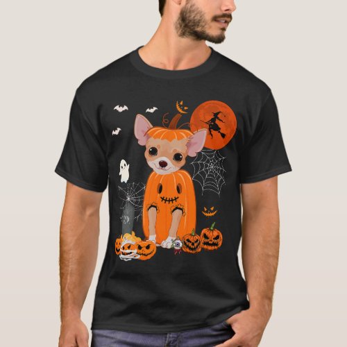 Halloween Chihuahua Costume Horror Pumpkin Boo Gho T_Shirt