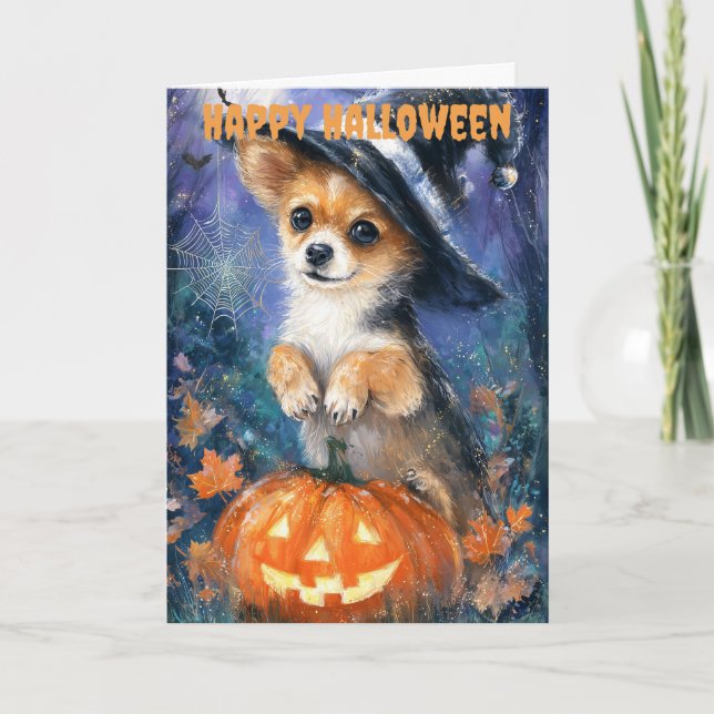 Halloween Chihuahua Dog Holiday Card (Front)