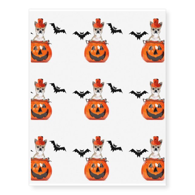 Halloween chihuahua dog temporary tattoos (Front)