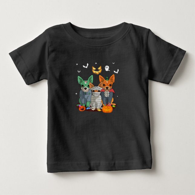 Halloween Chihuahua Dog Witch Cute Gift Dachshund Baby T-Shirt (Front)