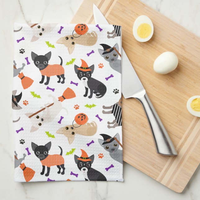 Halloween Chihuahua Kitchen Towel (Quarter Fold)