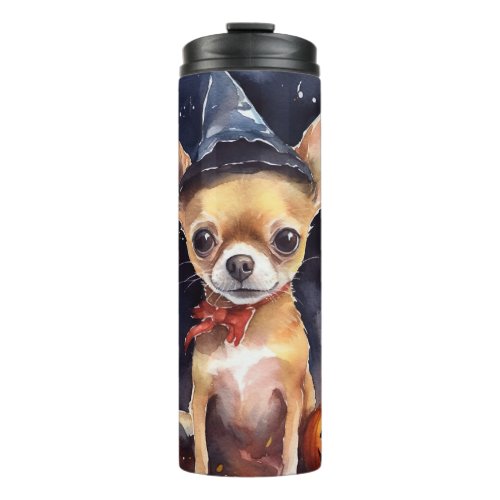 Halloween chihuahua With Pumpkins Scary Thermal Tumbler