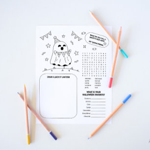 Halloween Children's Activy Worksheet Notepad